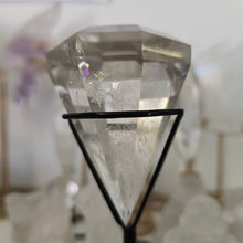 Load image into Gallery viewer, Faceted Clear Quartz Diamond with Stand - Rainbows