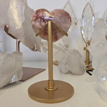 Load image into Gallery viewer, Pink Amethyst X Flower Agate Heart on Stand
