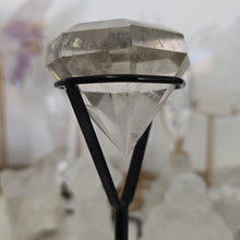 Load image into Gallery viewer, Faceted Clear Quartz Diamond with Stand - Rainbows