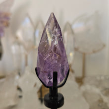 Load image into Gallery viewer, Amethyst Faceted Diamond with Spinning Stand - Rainbows