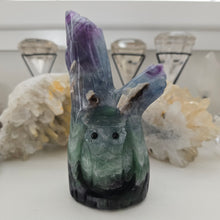 Load image into Gallery viewer, Fluorite Owl in Tree Stump