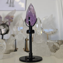 Load image into Gallery viewer, Amethyst Faceted Diamond with Spinning Stand - Rainbows
