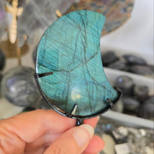 Load image into Gallery viewer, Labradorite Moon with stand