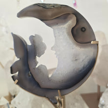 Load image into Gallery viewer, Druzy Agate Crescent Moon Fairy on Stand - medium