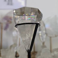 Load image into Gallery viewer, Faceted Clear Quartz Diamond with Stand - Rainbows