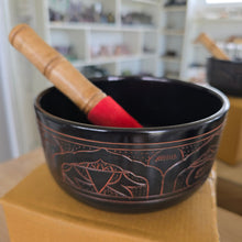 Load image into Gallery viewer, Singing Bowl - Buddha Black - 15 cm