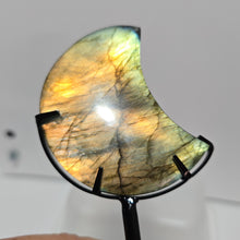 Load image into Gallery viewer, Labradorite Moon with stand