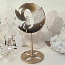 Load image into Gallery viewer, Druzy Agate Crescent Moon Fairy on Stand - small