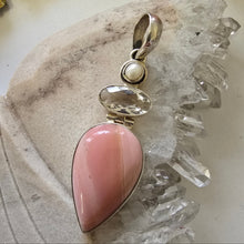 Load image into Gallery viewer, Pearl, Clear Quartz, and Pink Opal Sterling Silver Pendant