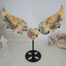 Load image into Gallery viewer, Yellow Crazy Lace Agate Heart with Wings