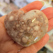 Load image into Gallery viewer, Pink Amethyst X Flower Agate Heart on Stand