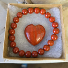 Load image into Gallery viewer, Red Jasper Heart and Bracelet Boxed Set