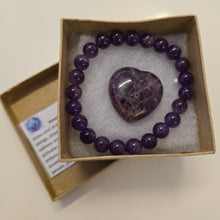 Load image into Gallery viewer, Amethyst Bracelet and Heart Boxset
