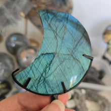 Load image into Gallery viewer, Labradorite Moon with stand