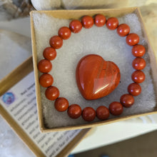 Load image into Gallery viewer, Red Jasper Heart and Bracelet Boxed Set