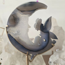 Load image into Gallery viewer, Druzy Agate Crescent Moon Fairy on Stand - medium