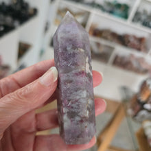 Load image into Gallery viewer, Pink Tourmaline and Lepidolite in Quartz Obelisk