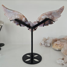 Load image into Gallery viewer, Black Flower Agate Heart Wings