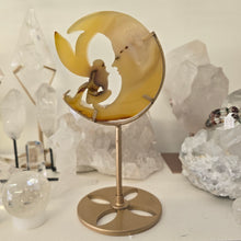 Load image into Gallery viewer, Druzy Agate Crescent Moon Fairy on Stand - small