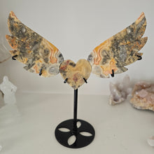 Load image into Gallery viewer, Yellow Crazy Lace Agate Heart with Wings
