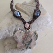 Load image into Gallery viewer, Pink Amethyst Butterfly Macrame Necklace