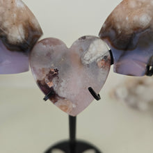 Load image into Gallery viewer, Black Flower Agate Heart Wings