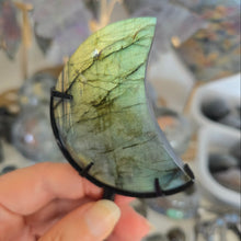 Load image into Gallery viewer, Labradorite Moon with stand
