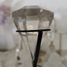 Load image into Gallery viewer, Faceted Clear Quartz Diamond with Stand - Rainbows