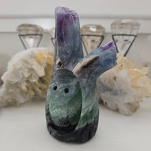 Load image into Gallery viewer, Fluorite Owl in Tree Stump