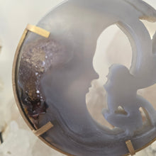 Load image into Gallery viewer, Druzy Agate Crescent Moon Fairy on Stand - small