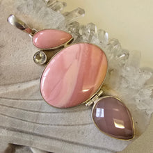 Load image into Gallery viewer, Rose Quartz, Clear Quartz, and Pink Opal Sterling Silver Pendant