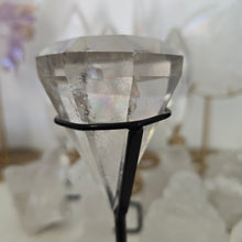 Load image into Gallery viewer, Faceted Clear Quartz Diamond with Stand - Rainbows