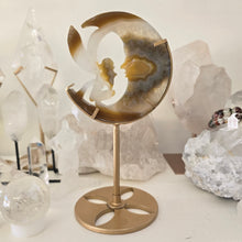 Load image into Gallery viewer, Druzy Agate Crescent Moon Fairy on Stand - small