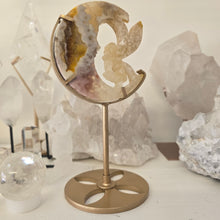 Load image into Gallery viewer, Druzy Agate Crescent Moon Fairy on Stand - small
