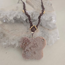 Load image into Gallery viewer, Pink Amethyst Butterfly Macrame Necklace