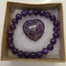 Load image into Gallery viewer, Amethyst Bracelet and Heart Boxset