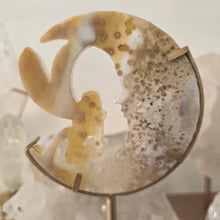 Load image into Gallery viewer, Druzy Agate Crescent Moon Fairy on Stand - small