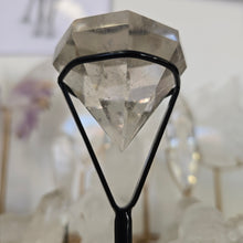 Load image into Gallery viewer, Faceted Clear Quartz Diamond with Stand - Rainbows