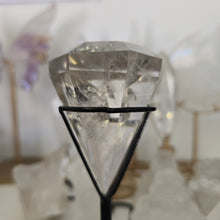Load image into Gallery viewer, Faceted Clear Quartz Diamond with Stand - Rainbows