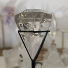 Load image into Gallery viewer, Faceted Clear Quartz Diamond with Stand - Rainbows
