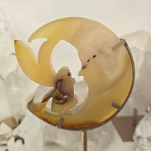 Load image into Gallery viewer, Druzy Agate Crescent Moon Fairy on Stand - small