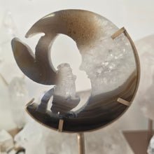 Load image into Gallery viewer, Druzy Agate Crescent Moon Fairy on Stand - small