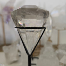 Load image into Gallery viewer, Faceted Clear Quartz Diamond with Stand - Rainbows