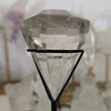 Load image into Gallery viewer, Faceted Clear Quartz Diamond with Stand - Rainbows