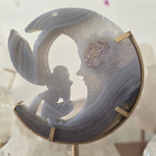 Load image into Gallery viewer, Druzy Agate Crescent Moon Fairy on Stand - small