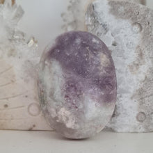 Load image into Gallery viewer, Pink Tourmaline and Lepidolite in Quartz Palmstone
