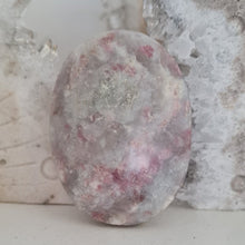 Load image into Gallery viewer, Pink Tourmaline and Lepidolite in Quartz Palmstone