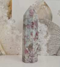 Load image into Gallery viewer, Pink Tourmaline and Lepidolite in Quartz Obelisk