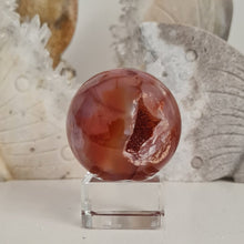 Load image into Gallery viewer, Carnelian Flower Agate Sphere with Druzy