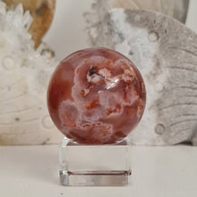 Load image into Gallery viewer, Carnelian Flower Agate Sphere with Druzy